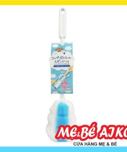 Dụng cụ cọ rửa chai lọ, bình sữa mút xốp - cọ rửa bình sữa (màu xanh,trắng) Hàng Nhật
