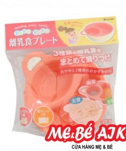 Set 2 bát ăn dặm chia ngăn Inomata cho bé màu hồng