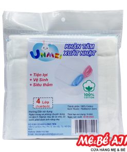 Khăn Tắm Xô 4 Lớp Cao cấp Unmei 75 x 80 cm, 100% Cotton (1 Cái/bịch)