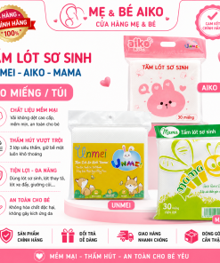 Tấm Lót Phân Xu 3 Lớp Cho Bé AIKO, UNMEI, MAMA – Bịch 30 Tờ, Mềm Mại Thấm Hút Tốt, Hàng Chính Hãng Mẹ Và Bé Aiko