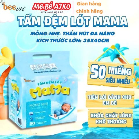 Miếng Lót Chống Thấm, Miếng Lót Thay Tã Dùng 1 Lần MAMA Mỏng, Nhẹ, Thấm Hút Tốt Dùng Bé Sơ Sinh
