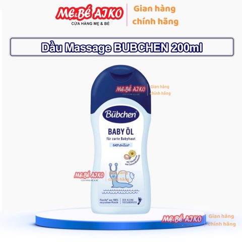 Dầu Massage Thuần Chay Bubchen Baby Oil Cấp Ẩm Làm Mềm Da An Toàn Cho Bé 200ml (Từ sơ sinh)