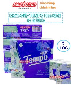 Khăn Giấy Tempo Hoa Nhài Jasmine – Combo 5 Lốc x 12 Gói – Mềm Mịn, Thơm Dễ Chịu