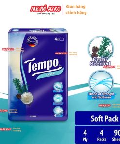 Khăn giấy Tempo Soft Pack 4 lớp hương gỗ tuyết tùng phiên bản giới hạn (4x90 tờ)