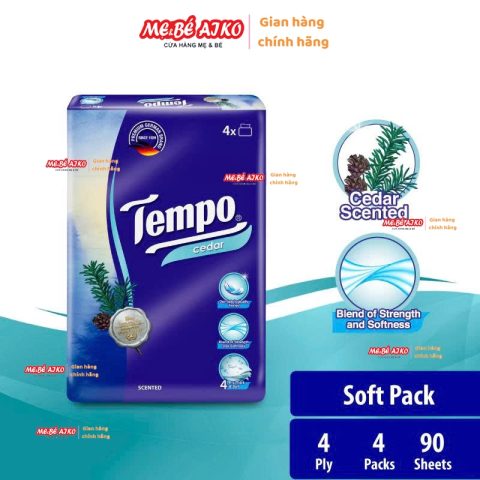 Khăn giấy Tempo Soft Pack 4 lớp hương gỗ tuyết tùng phiên bản giới hạn (4x90 tờ)