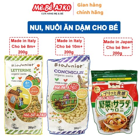🌿 Nuôi, NUI XOẮN RAU CỦ MÂCRONI Nhật, Nui chữ, Nui Vỏ Sò Organic Của Ý CHO BÉ TỪ 8M+ 🌿