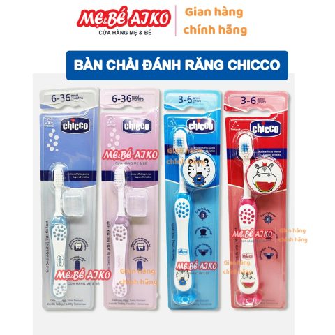 Bàn chải đánh răng Chicco đầu lông mềm mại, không xước miệng cho bé tập đánh răng và bé mầm non