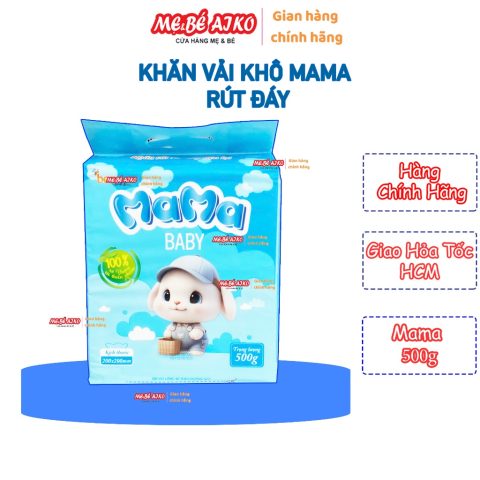 Khăn Vải Khô Đa Năng MAMA BeeVN 500g – Túi Rút Treo Tường, Tặng Móc Treo, Lau Cho Bé & Tẩy Trang