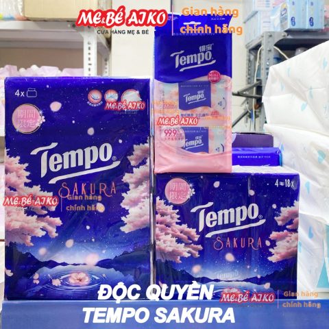 (ĐỘC QUYỀN NHÀ MEVABEAIKO) Khăn Giấy phiên bản Tempo SAKURA 4 lớp, an toàn và mùi hương Anh Đào