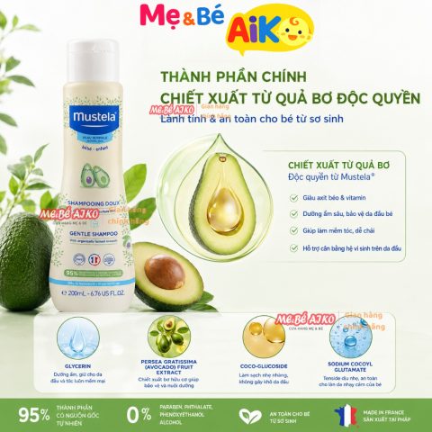 Mustela - Dầu Gội Cho Trẻ Sơ Sinh Và Trẻ Nhỏ -  Gentle Shampoo Mustela - Pháp