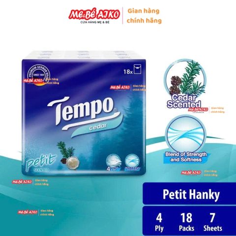 Khăn Giấy, Khăn tay Tempo Petit Hanky ​​4 lớp gỗ tuyết tùng, phiên bản giới hạn (18x7 tờ)