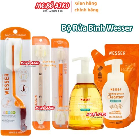 Nước rửa bình sữa (Mẫu mới)/ Cọ rửa bình Wesser Dạng Chai/Túi 500ml An toàn cho bé MEVABEAIKO