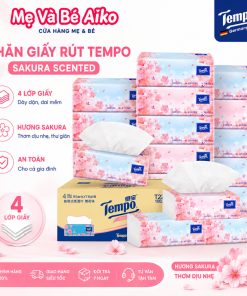 (Hương Hoa Sakura) Khăn Giấy Rút Cao cấp Tempo - 4 Lớp Bền Dai, An Toàn Cho Da - Thương Hiệu Đức (Lốc 4 Gói)