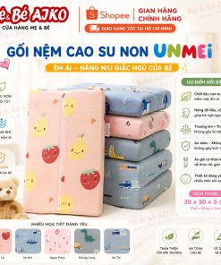 Gối Cao Su Non  Hình Lượn Sóng Unmei Chống Bẹp Đầu Cho Bé, Hàng Mềm Dày 40x25x5cm