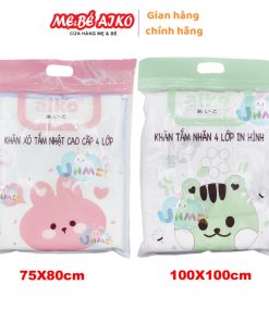 KHĂN XÔ TẮM XUẤT NHẬT AIKO DÀY 4 LỚP TRƠN 75X80cm/ IN HÌNH 100X100cm