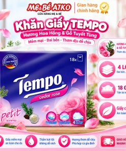 Khăn Giấy, Khăn Tay Tempo Petit Hanky ​​4 lớp màu Cedar Rose (Hồng Tuyết Tùng) phiên bản giới hạn (18x7tờ)