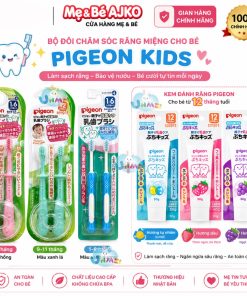 Kem Đánh Răng Pigeon 50g Và Bàn chải đánh răng level 4 cho bé từ 18 tháng - phiên bản nội địa Nhật