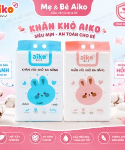 Khăn vải khô đa năng Aiko 600gr chất liệu vải mềm mại an toàn dày dặn kháng khuẩn cho bé