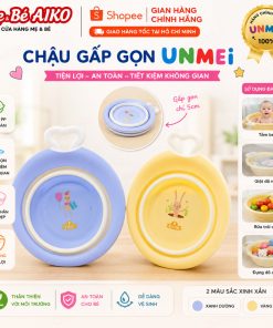 Thau, Chậu Gấp Gọn Unmei Hình Vương Miện Có Họa Tiết Đáng Yêu cho bé, tiện lợi đi sinh - Họa Tiết Giao Mẫu Ngẫu Nhiên