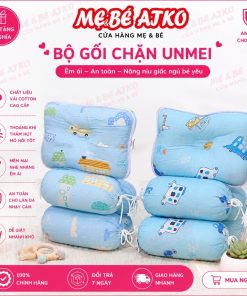 Bộ gối chặn chống lăn, chống lật vải cotton hữu cơ cho bé sơ sinh -UNMEI