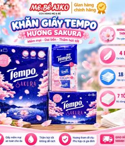 (ĐỘC QUYỀN NHÀ MEVABEAIKO) Khăn Giấy phiên bản Tempo SAKURA 4 lớp, an toàn và mùi hương Anh Đào