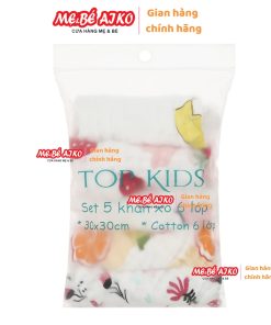 Set 5 cái khăn mặt xô cotton 6 lớp TOP KIDS 30x30 cm - Màu ngẫu nhiên