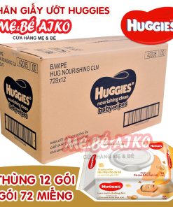 Thùng 12 gói Khăn ướt Huggies chiết xuất Cao cao và Bơ hạt mỡ (72 miếng/gói)