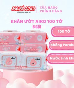 COMBO 6 GÓI KHĂN GIẤY ƯỚT AIKO KHÔNG MÙI 100 TỜ/TÚI