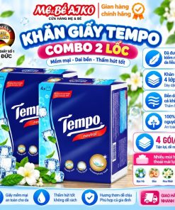 Khăn Giấy Rút Tempo Softpack 4 Lớp – Combo 2 Lốc x 4 Gói, Khăn Giấy Tempo Cao Cấp Mềm Mịn, Dai Bền, Thấm Hút Tốt