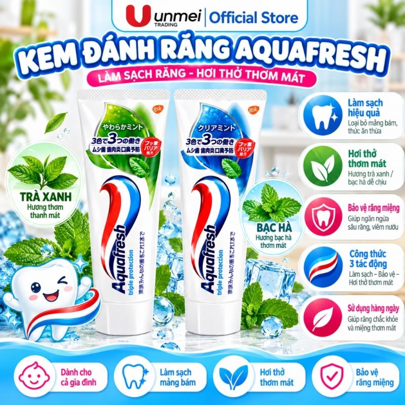 Kem Đánh Răng Aquafresh Triple Protection 140gr-Nội địa Nhật